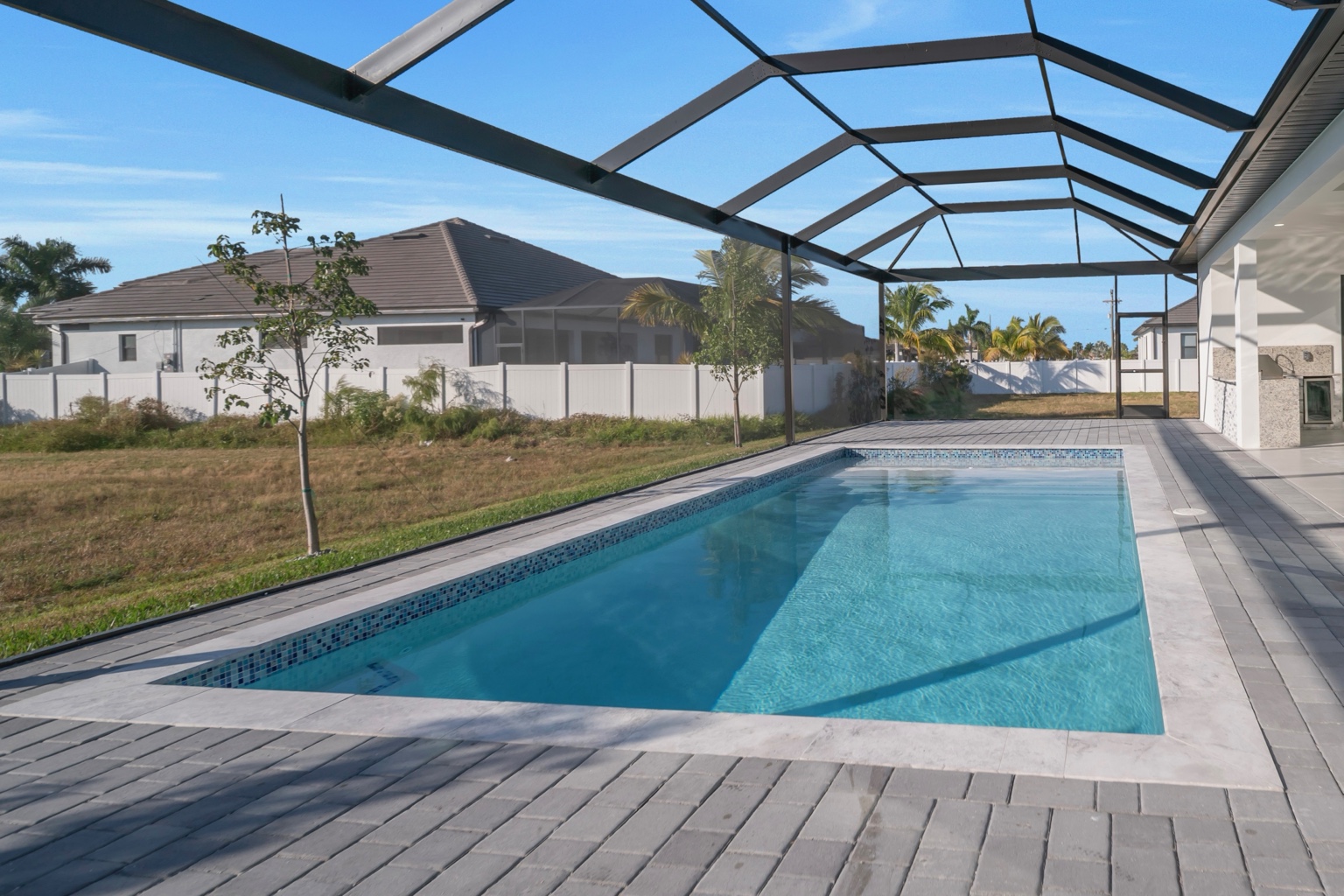 Screened modern pool