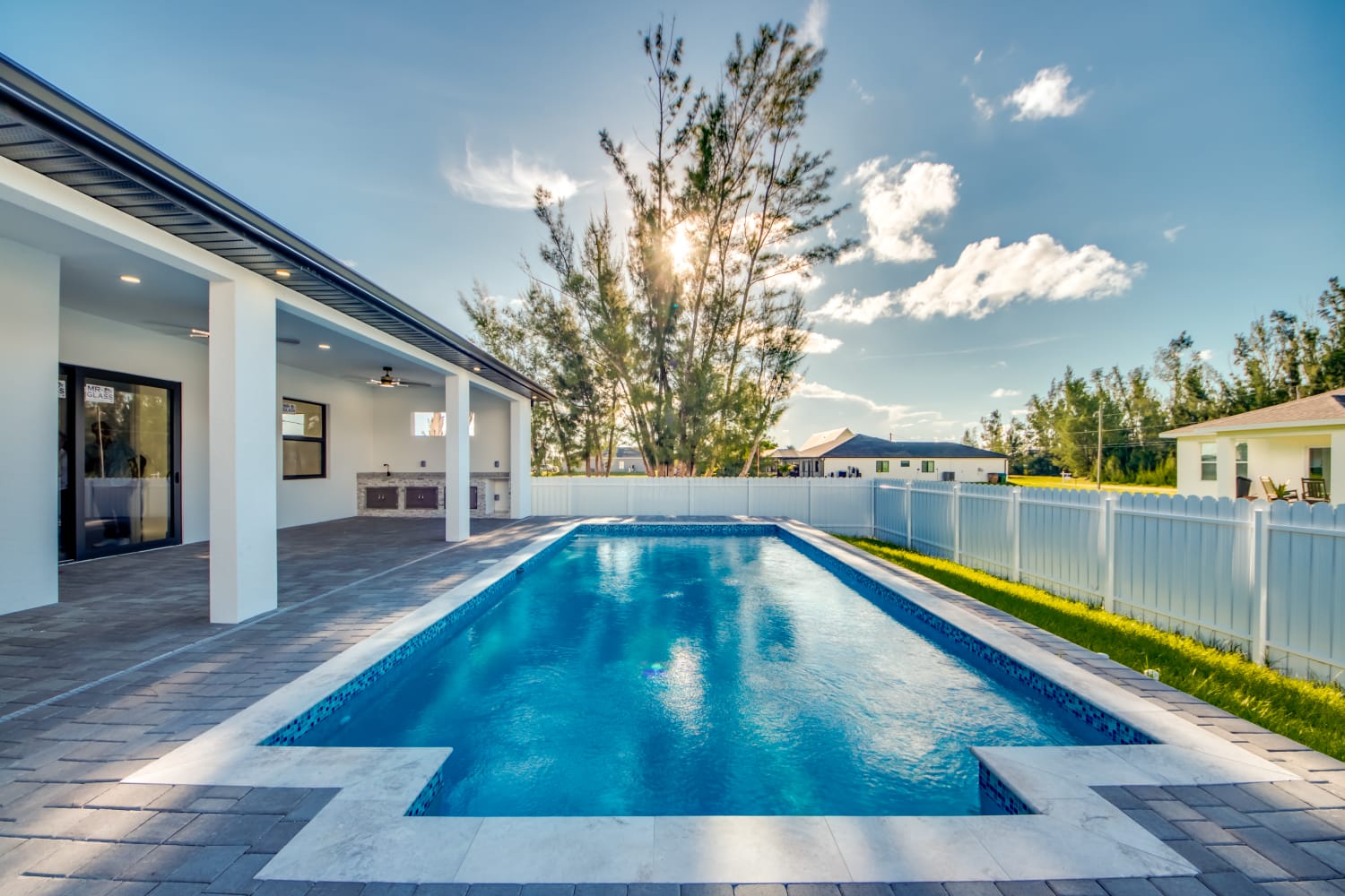 Luxury pool at sunset